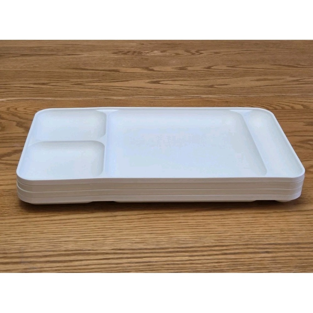 Tupperware Divided Trays Camping RV Almond (2) Ivory (2) Vintage Set Of 4